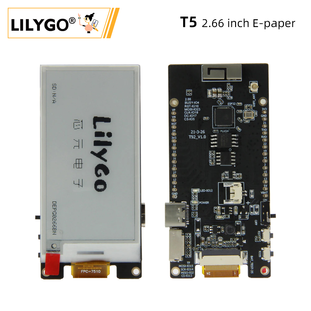 Home Automation Arduino - LILYGO® TTGO T5 2.66-Inch E-Paper 2.66-Cal